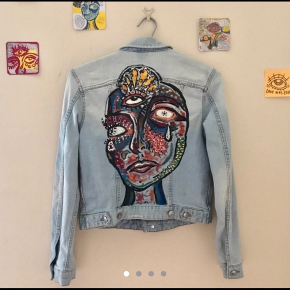 Jackets & Blazers - Hand painted jean jacket